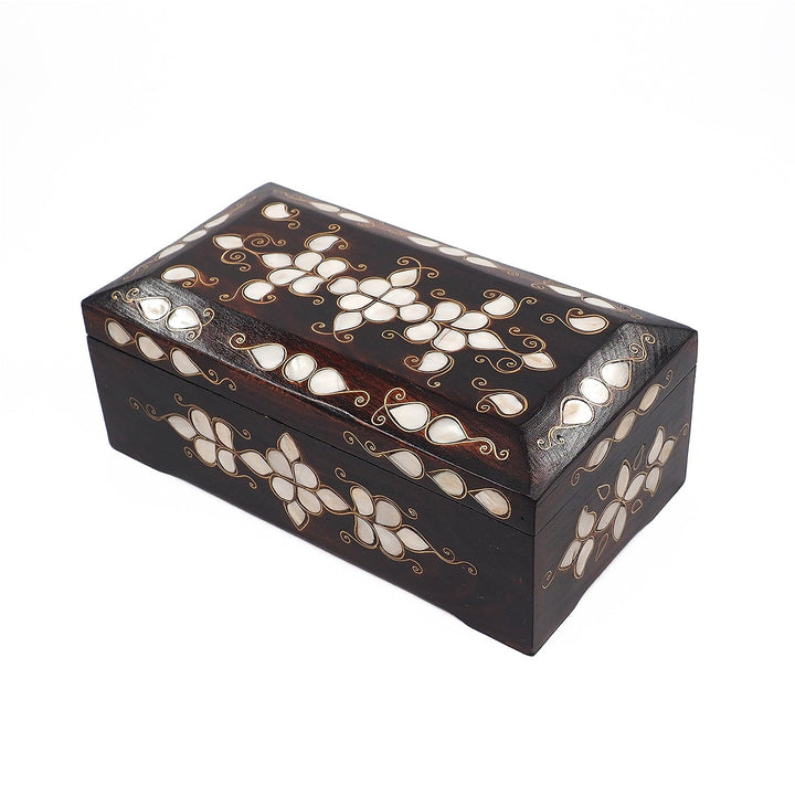 Floral Motif | Handcrafted Mother-of-Pearl &amp; Copper Wire Inlaid Wooden Box – WAAH048