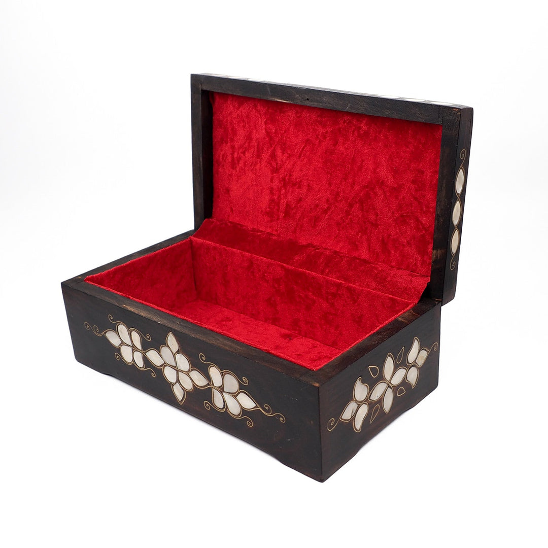Floral Motif | Handcrafted Mother-of-Pearl &amp; Copper Wire Inlaid Wooden Box – WAAH048
