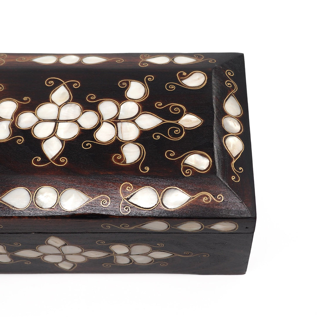 Floral Motif | Handcrafted Mother-of-Pearl &amp; Copper Wire Inlaid Wooden Box – WAAH048
