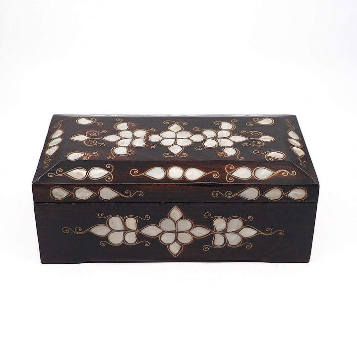 Floral Motif | Handcrafted Mother-of-Pearl &amp; Copper Wire Inlaid Wooden Box – WAAH048