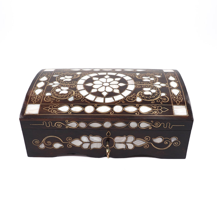 Floral Motif | Handcrafted Mother-of-Pearl &amp; Copper Wire Inlaid Wooden Box – WAAH049