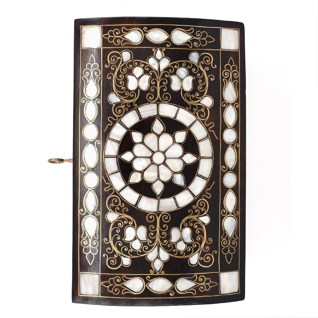 Floral Motif | Handcrafted Mother-of-Pearl &amp; Copper Wire Inlaid Wooden Box – WAAH049
