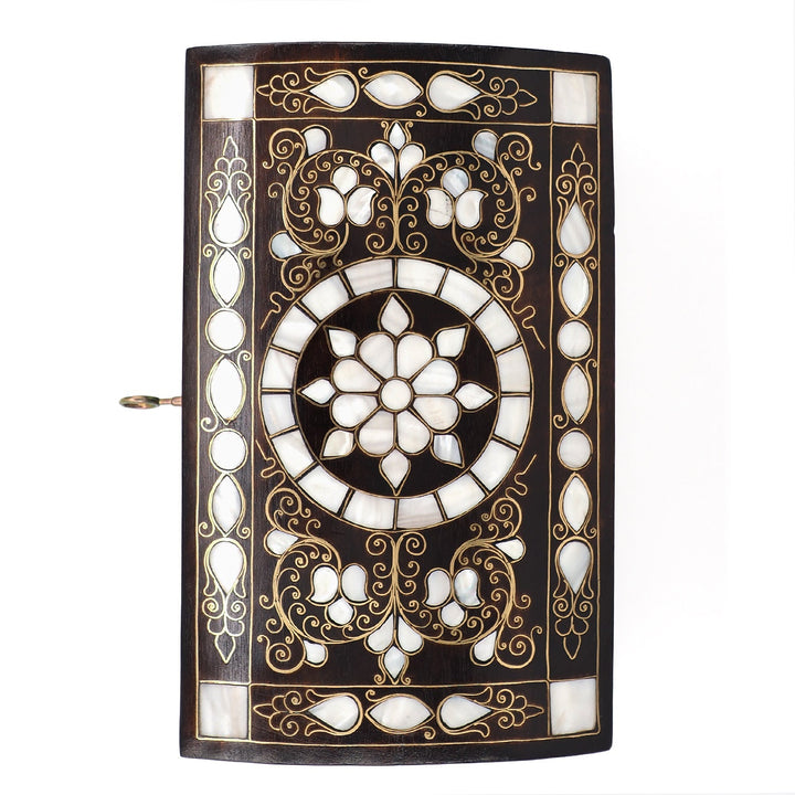 Floral Motif | Handcrafted Mother-of-Pearl &amp; Copper Wire Inlaid Wooden Box – WAAH049