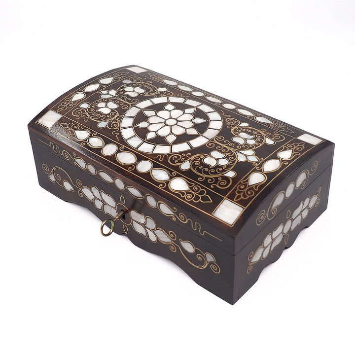 Floral Motif | Handcrafted Mother-of-Pearl &amp; Copper Wire Inlaid Wooden Box – WAAH049