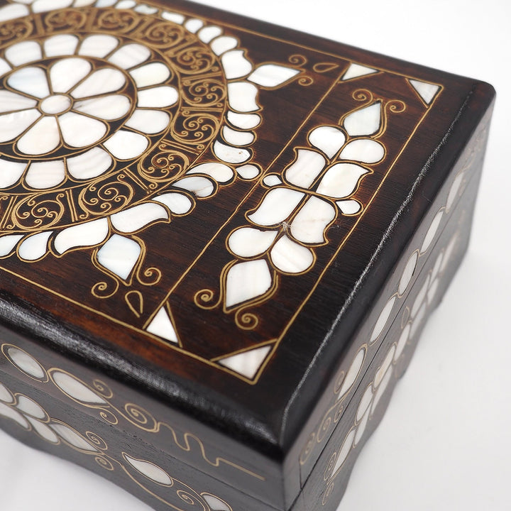 Floral Motif | Handcrafted Mother-of-Pearl &amp; Copper Wire Inlaid Wooden Box – WAAH050