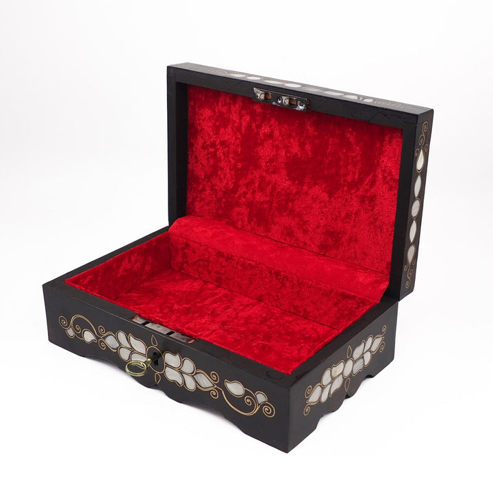 Floral Motif | Handcrafted Mother-of-Pearl &amp; Copper Wire Inlaid Wooden Box – WAAH050
