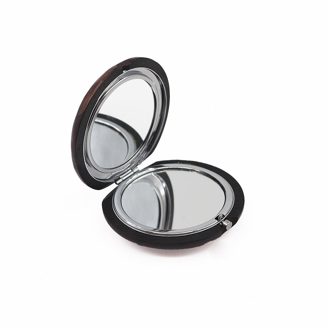 Floral Motif | Handcrafted Mother-of-Pearl &amp; Copper Wire Inlaid Wooden Pocket Mirror – WAAH055
