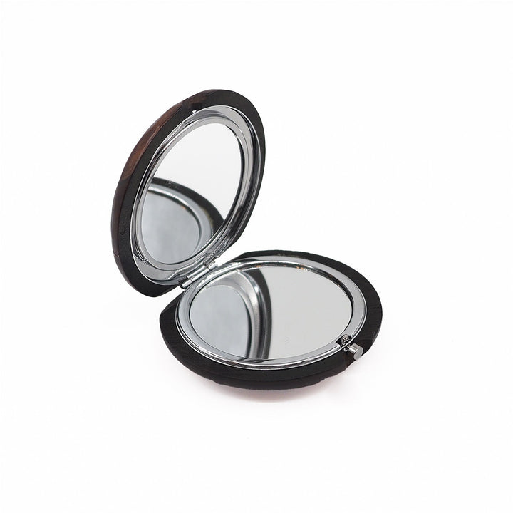 Floral Motif | Handcrafted Mother-of-Pearl &amp; Copper Wire Inlaid Wooden Pocket Mirror – WAAH056
