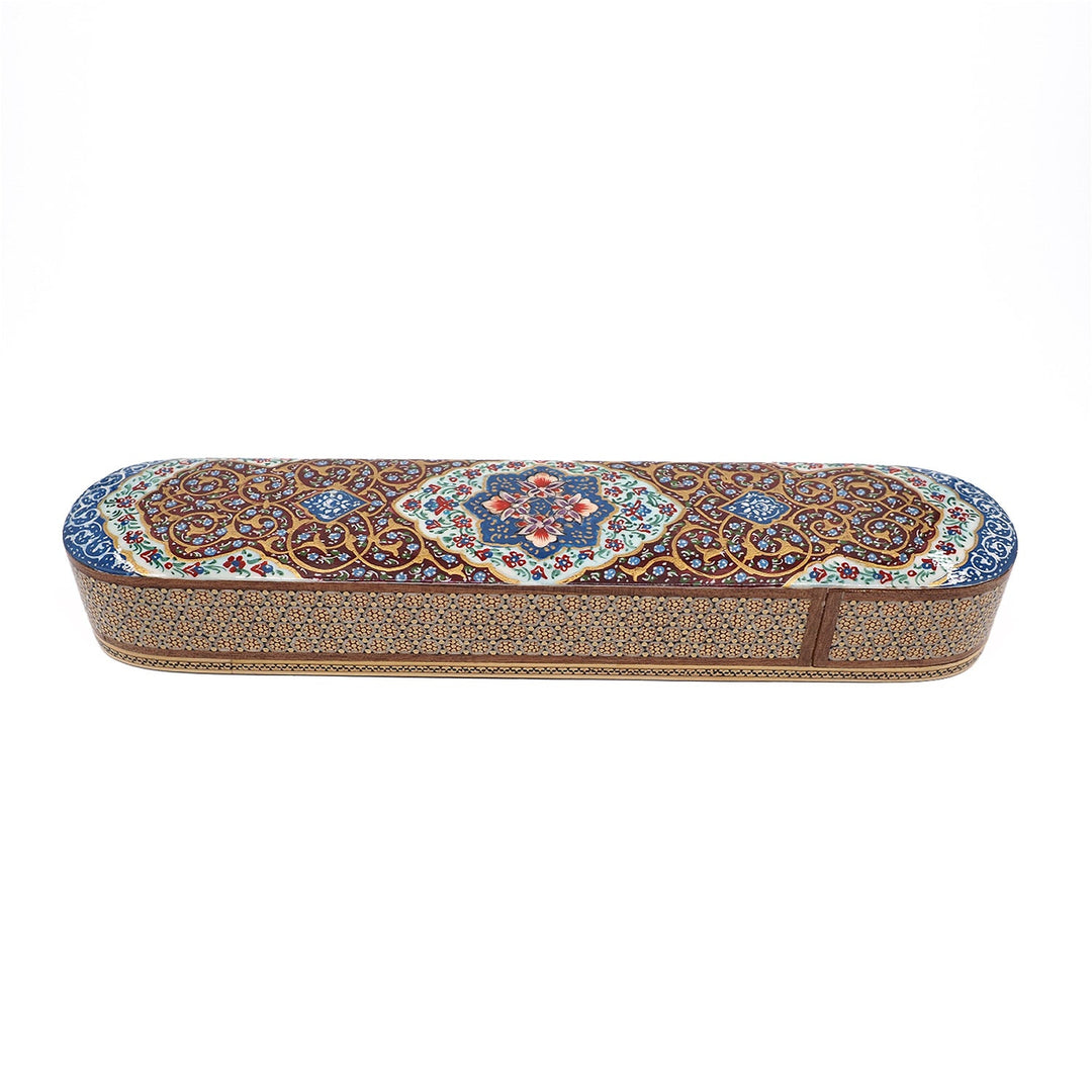 Traditional Motif | Handcrafted Hatem-Inlaid Sliding-Lid Wooden Box - WAAH058