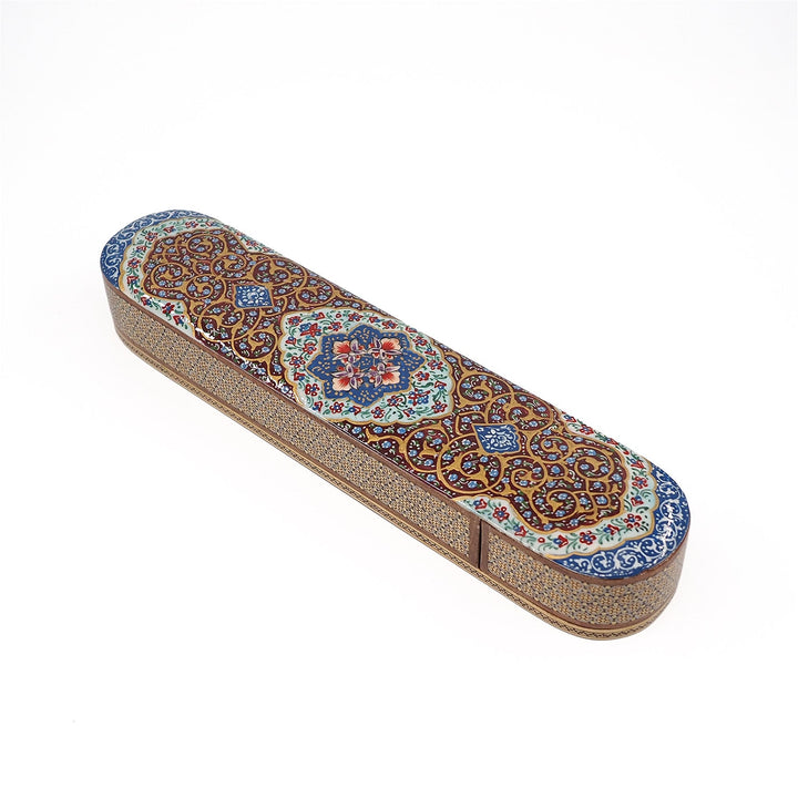 Traditional Motif | Handcrafted Hatem-Inlaid Sliding-Lid Wooden Box - WAAH058