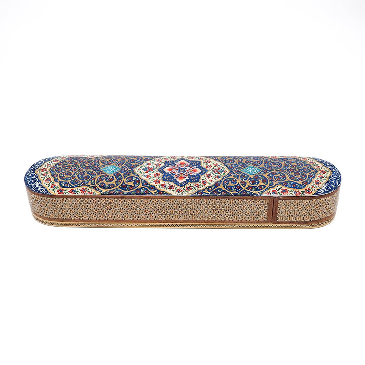 Traditional Motif | Handcrafted Hatem-Inlaid Sliding-Lid Wooden Box - WAAH059