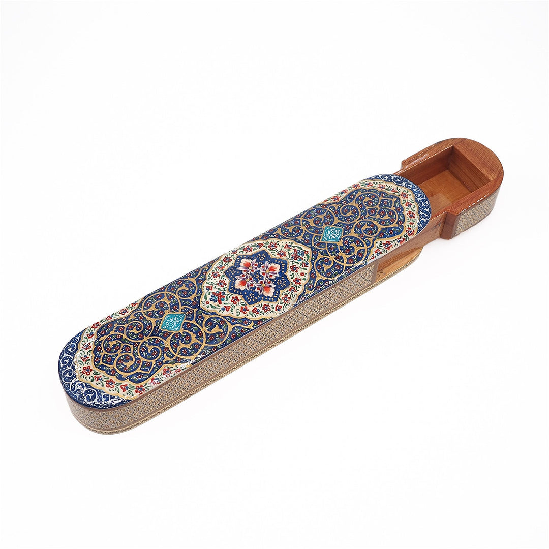 Traditional Motif | Handcrafted Hatem-Inlaid Sliding-Lid Wooden Box - WAAH059