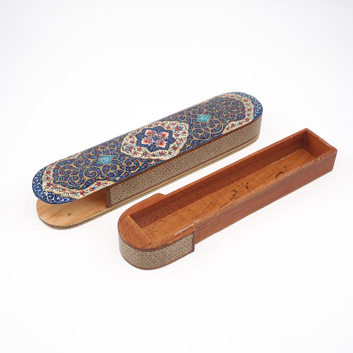 Traditional Motif | Handcrafted Hatem-Inlaid Sliding-Lid Wooden Box - WAAH059