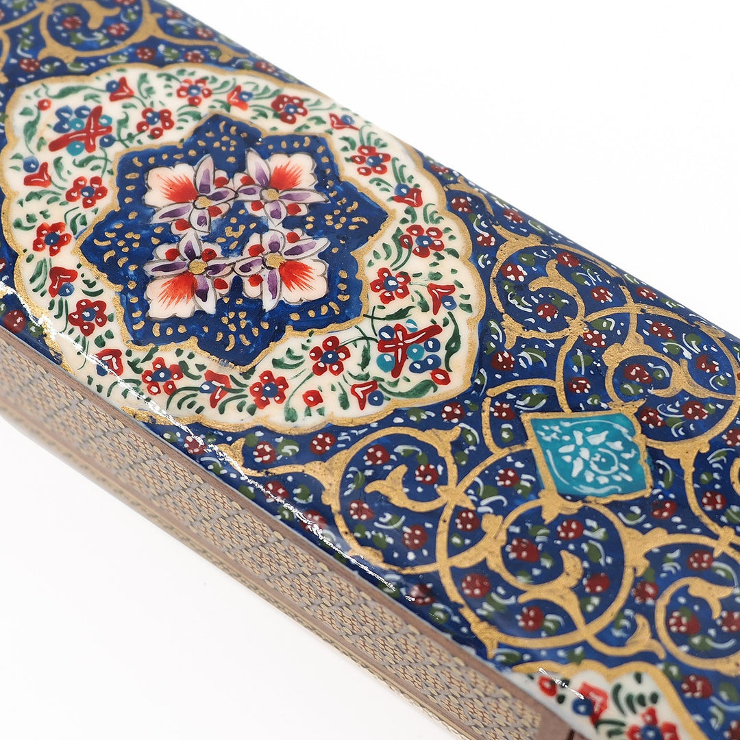Traditional Motif | Handcrafted Hatem-Inlaid Sliding-Lid Wooden Box - WAAH059