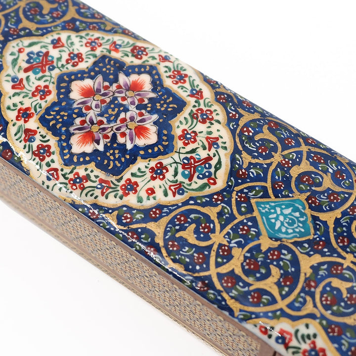 Traditional Motif | Handcrafted Hatem-Inlaid Sliding-Lid Wooden Box - WAAH059