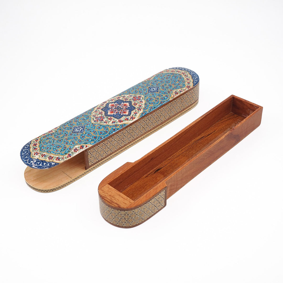 Traditional Motif | Handcrafted Hatem-Inlaid Sliding-Lid Wooden Box - WAAH060