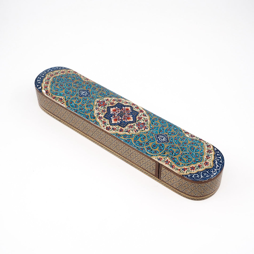 Traditional Motif | Handcrafted Hatem-Inlaid Sliding-Lid Wooden Box - WAAH060