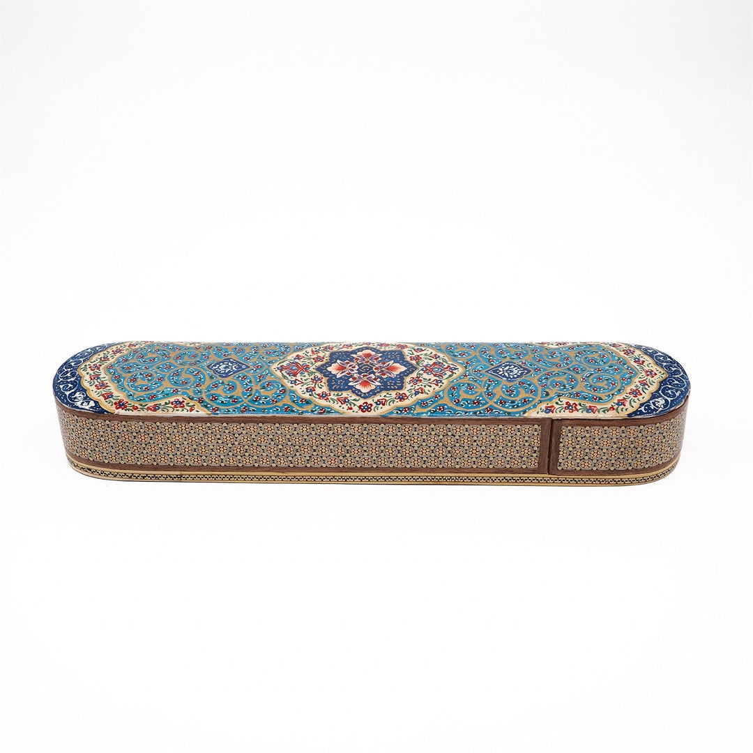 Traditional Motif | Handcrafted Hatem-Inlaid Sliding-Lid Wooden Box - WAAH060
