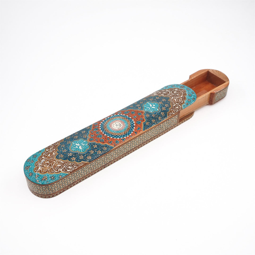 Traditional Motif | Handcrafted Hatem-Inlaid Sliding-Lid Wooden Box - WAAH062