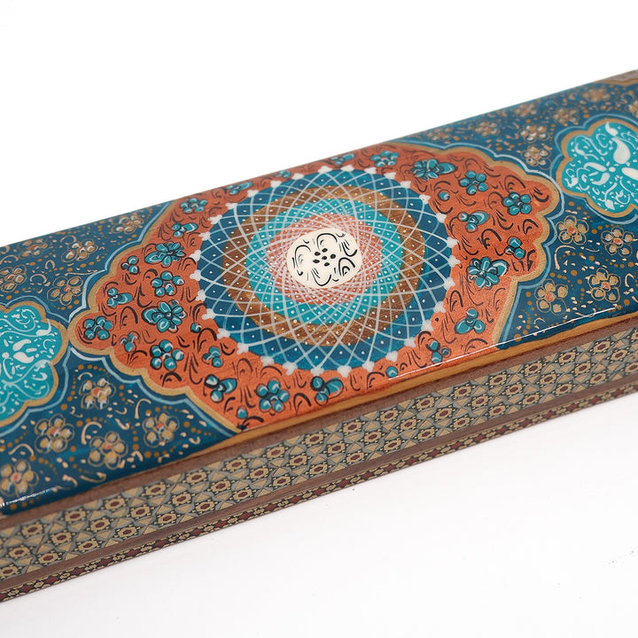 Traditional Motif | Handcrafted Hatem-Inlaid Sliding-Lid Wooden Box - WAAH062