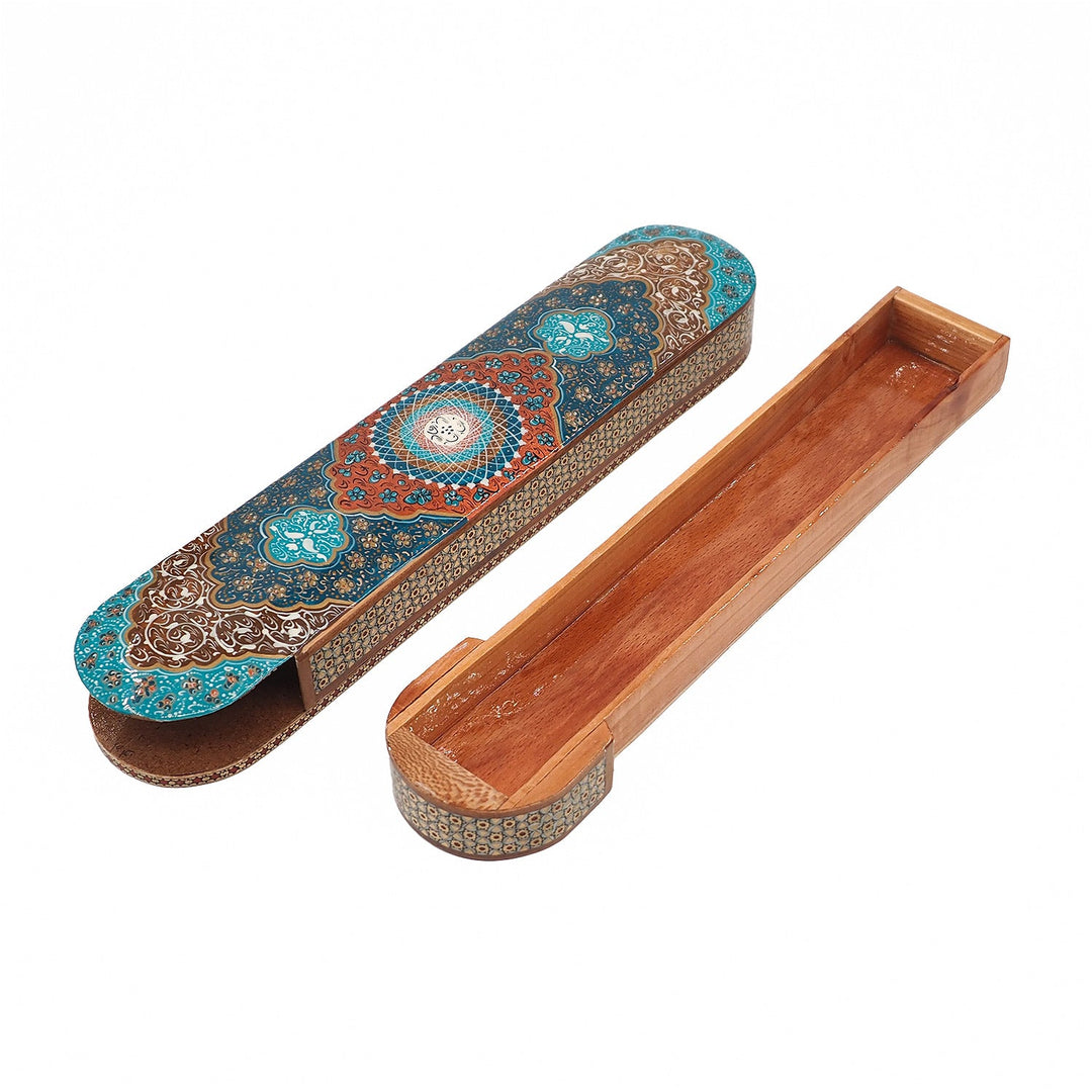 Traditional Motif | Handcrafted Hatem-Inlaid Sliding-Lid Wooden Box - WAAH062