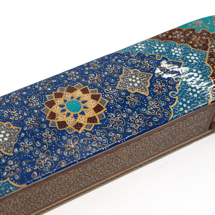 Traditional Motif | Handcrafted Hatem-Inlaid Sliding-Lid Wooden Box - WAAH063