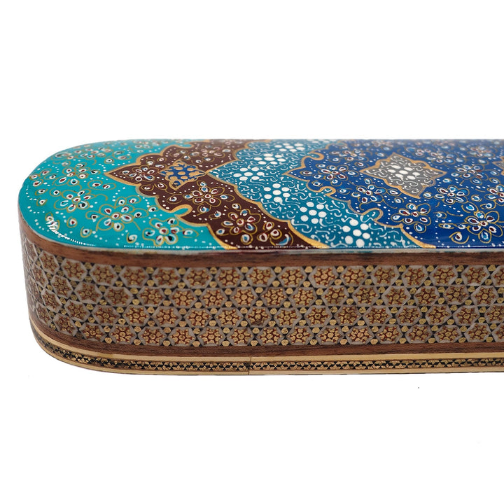 Traditional Motif | Handcrafted Hatem-Inlaid Sliding-Lid Wooden Box - WAAH063