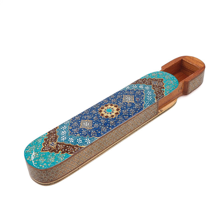 Traditional Motif | Handcrafted Hatem-Inlaid Sliding-Lid Wooden Box - WAAH063