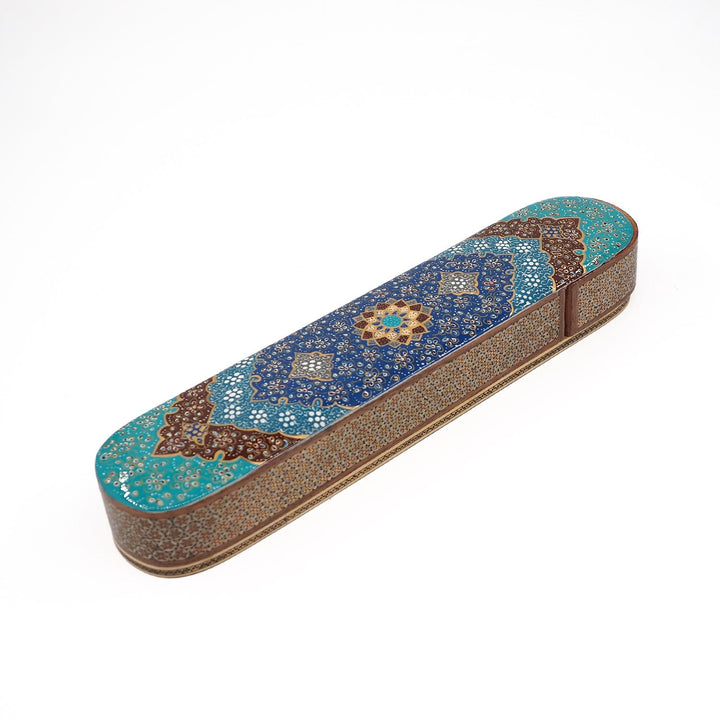 Traditional Motif | Handcrafted Hatem-Inlaid Sliding-Lid Wooden Box - WAAH063
