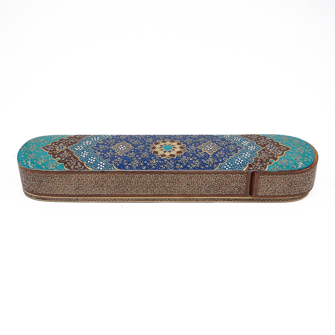 Traditional Motif | Handcrafted Hatem-Inlaid Sliding-Lid Wooden Box - WAAH063