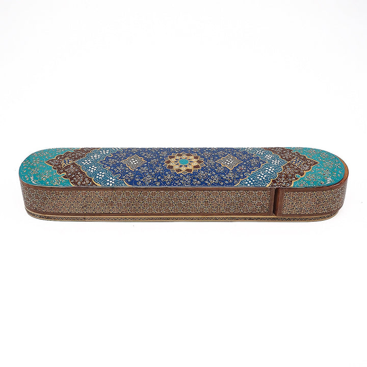 Traditional Motif | Handcrafted Hatem-Inlaid Sliding-Lid Wooden Box - WAAH063