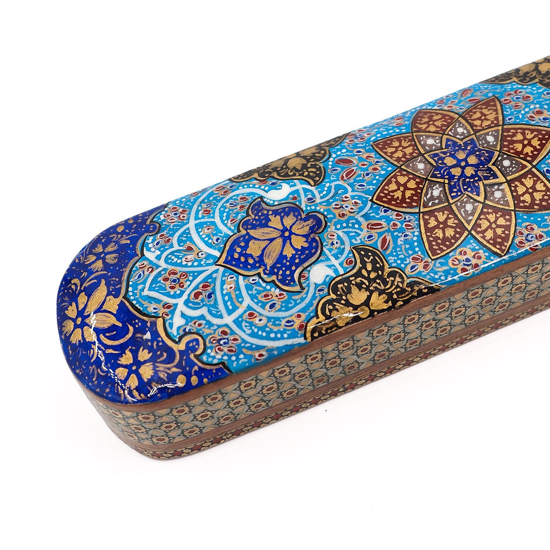 Traditional Motif | Handcrafted Hatem-Inlaid Sliding-Lid Wooden Box - WAAH064