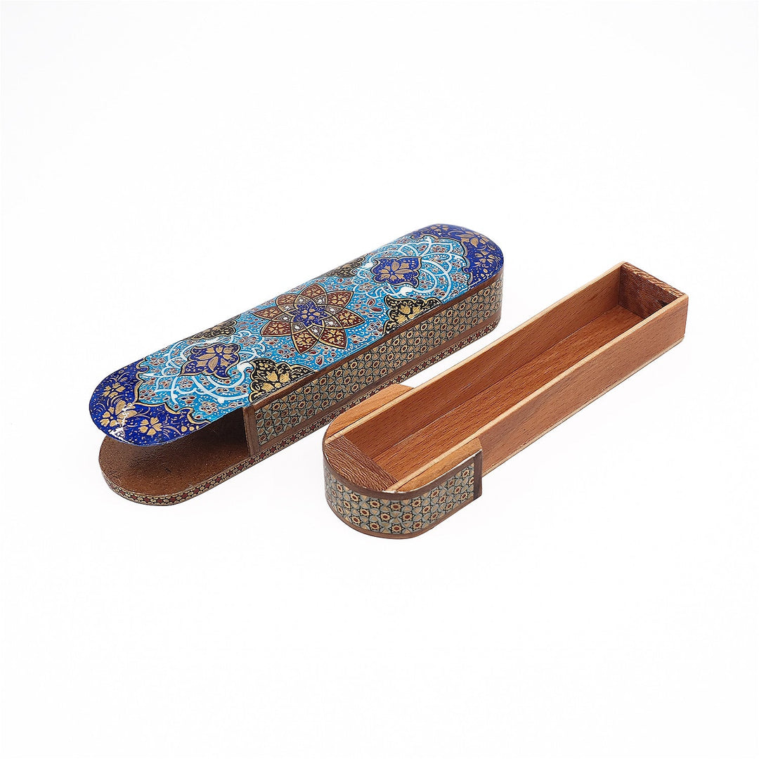 Traditional Motif | Handcrafted Hatem-Inlaid Sliding-Lid Wooden Box - WAAH064