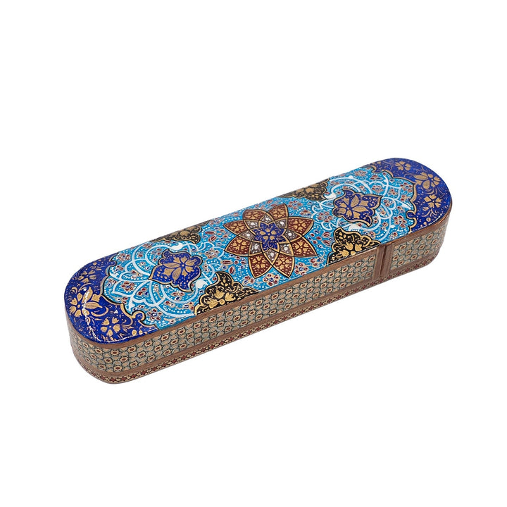 Traditional Motif | Handcrafted Hatem-Inlaid Sliding-Lid Wooden Box - WAAH064