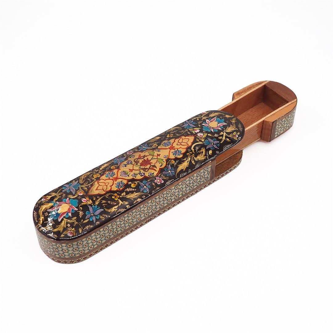 Traditional Motif | Handcrafted Hatem-Inlaid Sliding-Lid Wooden Box - WAAH066