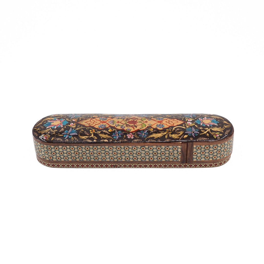 Traditional Motif | Handcrafted Hatem-Inlaid Sliding-Lid Wooden Box - WAAH066