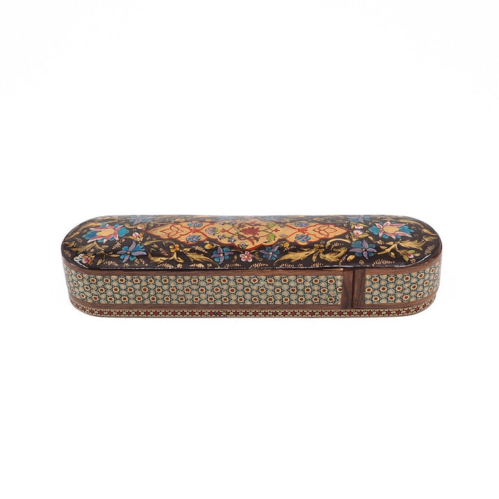 Traditional Motif | Handcrafted Hatem-Inlaid Sliding-Lid Wooden Box - WAAH066