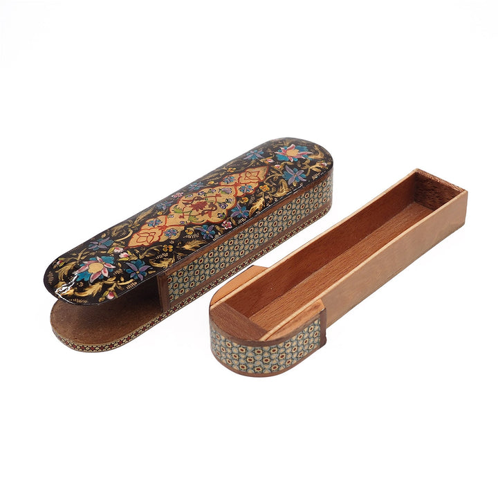 Traditional Motif | Handcrafted Hatem-Inlaid Sliding-Lid Wooden Box - WAAH066