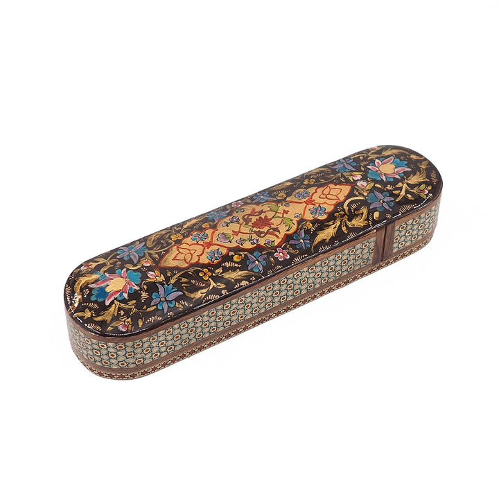 Traditional Motif | Handcrafted Hatem-Inlaid Sliding-Lid Wooden Box - WAAH066