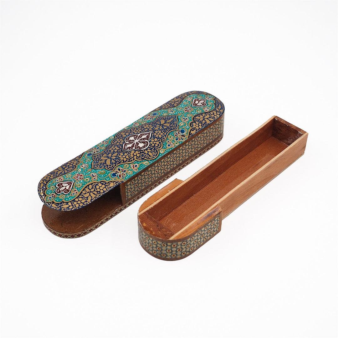 Traditional Motif | Handcrafted Hatem-Inlaid Sliding-Lid Wooden Box - WAAH068