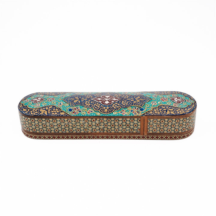 Traditional Motif | Handcrafted Hatem-Inlaid Sliding-Lid Wooden Box - WAAH068