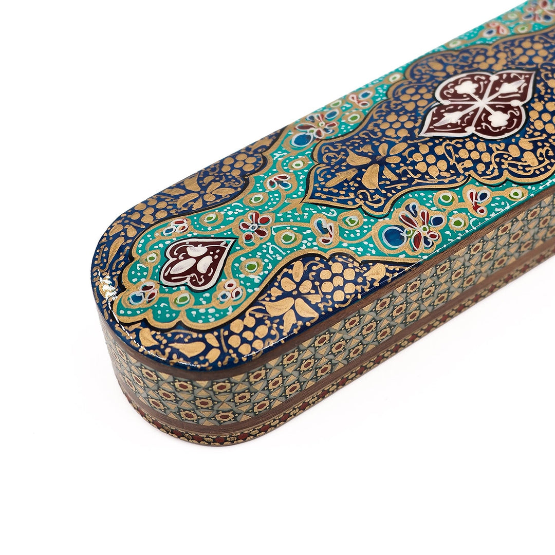 Traditional Motif | Handcrafted Hatem-Inlaid Sliding-Lid Wooden Box - WAAH068