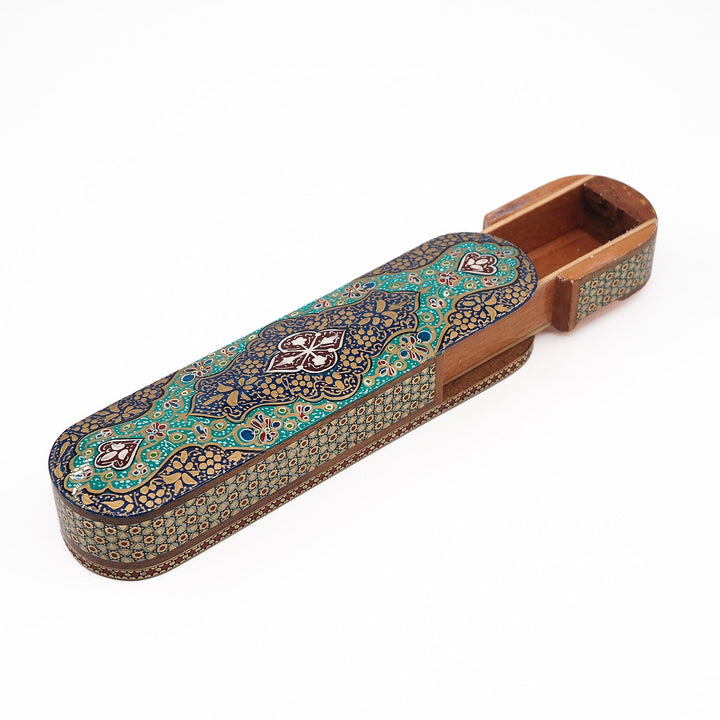 Traditional Motif | Handcrafted Hatem-Inlaid Sliding-Lid Wooden Box - WAAH068