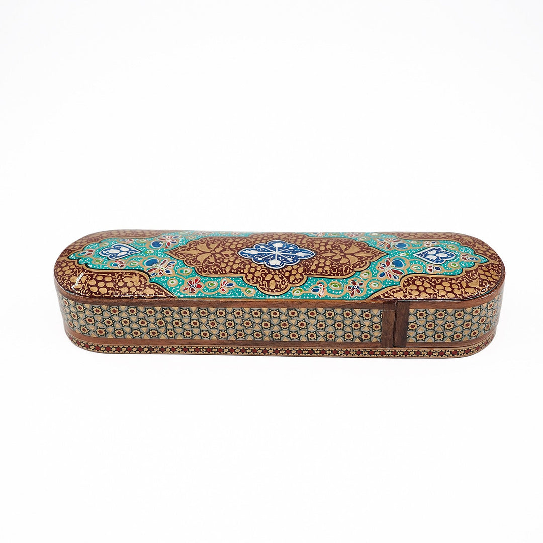 Traditional Motif | Handcrafted Hatem-Inlaid Sliding-Lid Wooden Box - WAAH069