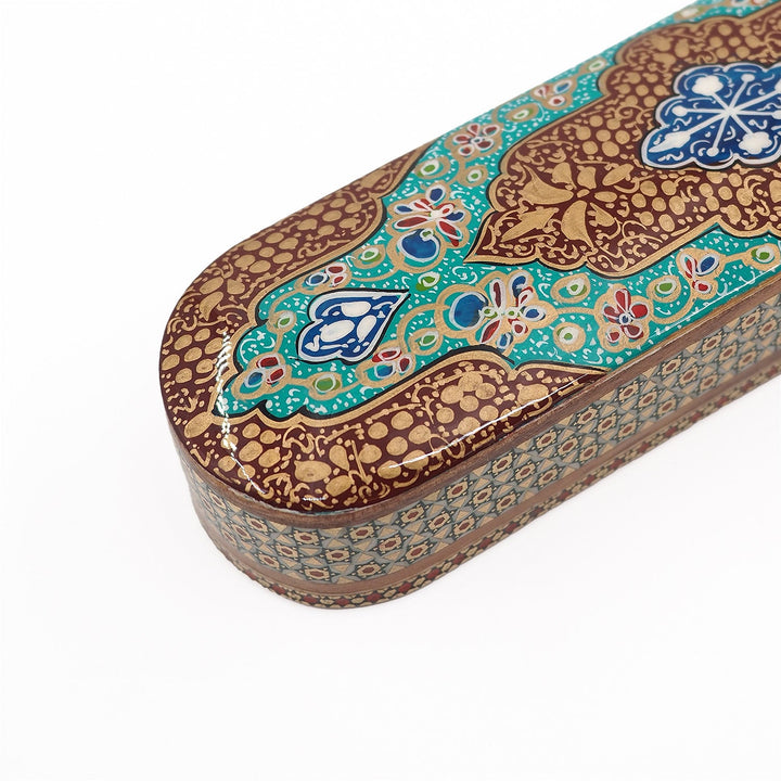 Traditional Motif | Handcrafted Hatem-Inlaid Sliding-Lid Wooden Box - WAAH069