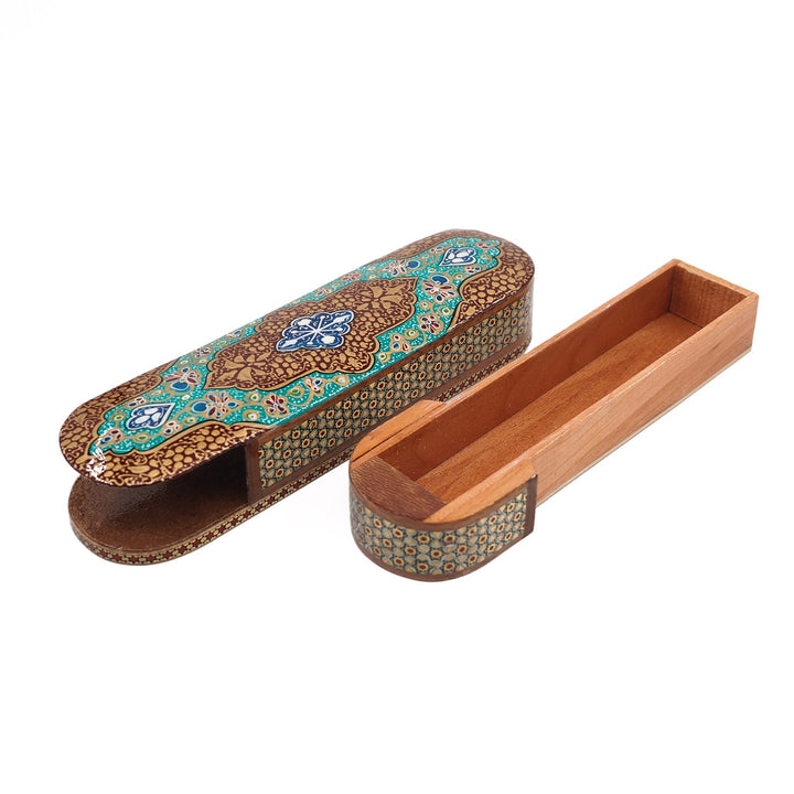 Traditional Motif | Handcrafted Hatem-Inlaid Sliding-Lid Wooden Box - WAAH069