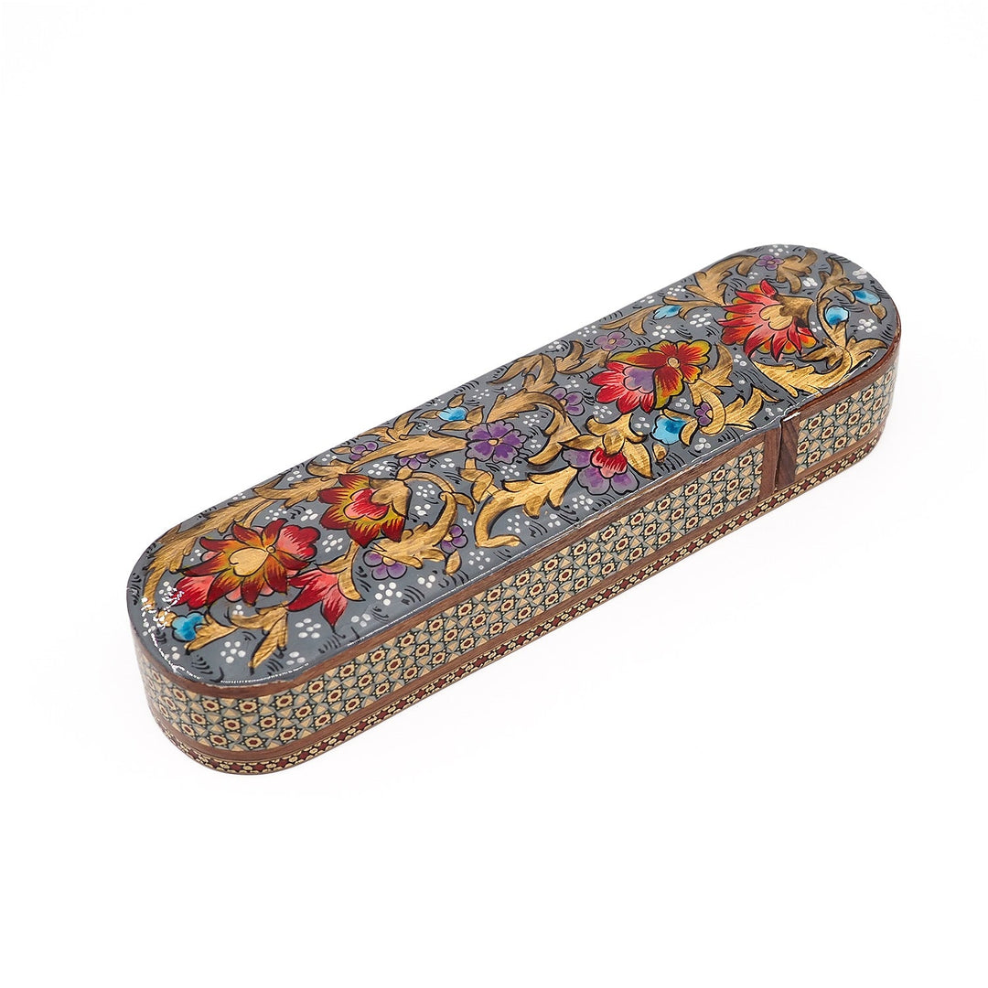 Traditional Motif | Handcrafted Hatem-Inlaid Sliding-Lid Wooden Box - WAAH070