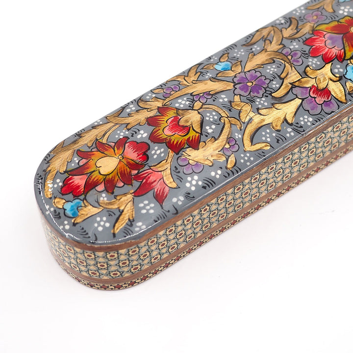 Traditional Motif | Handcrafted Hatem-Inlaid Sliding-Lid Wooden Box - WAAH070