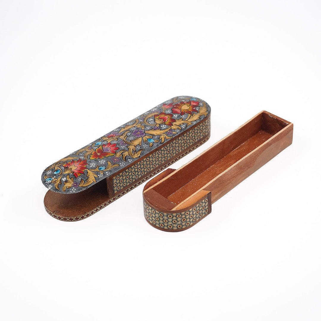 Traditional Motif | Handcrafted Hatem-Inlaid Sliding-Lid Wooden Box - WAAH070
