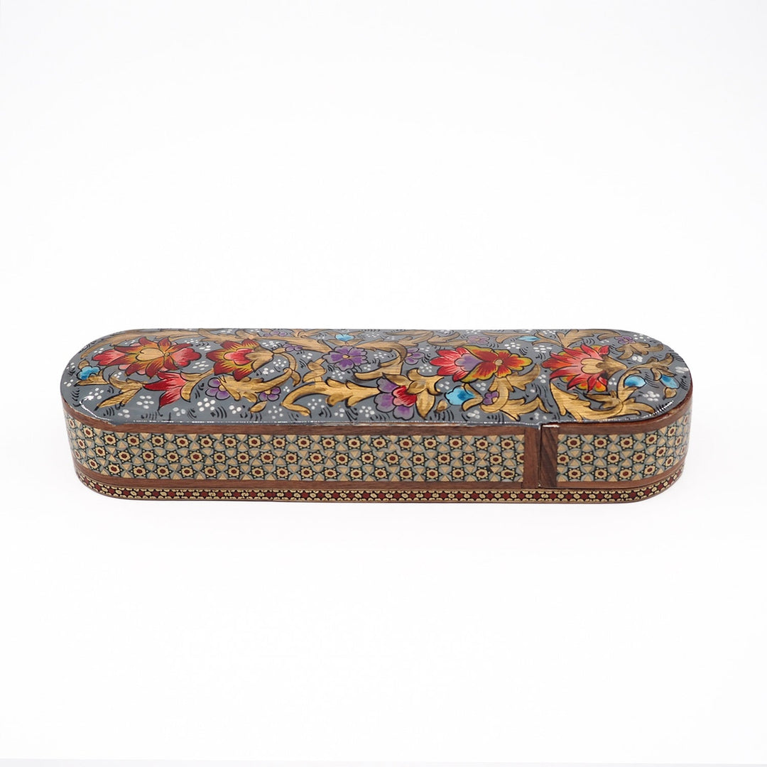 Traditional Motif | Handcrafted Hatem-Inlaid Sliding-Lid Wooden Box - WAAH070